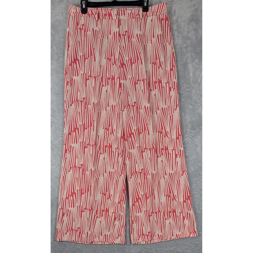 New York & Company Wide Leg Stretchy Dress Pants Womens Size 12 White And Red